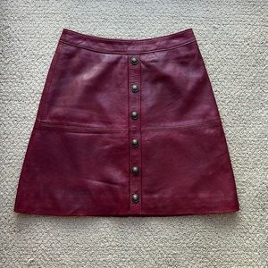 Leather Mini skirt burgundy red Kookai 34